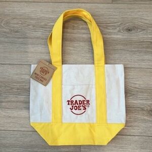 Trader Joe's Canvas Mini Tote Bag Yellow
